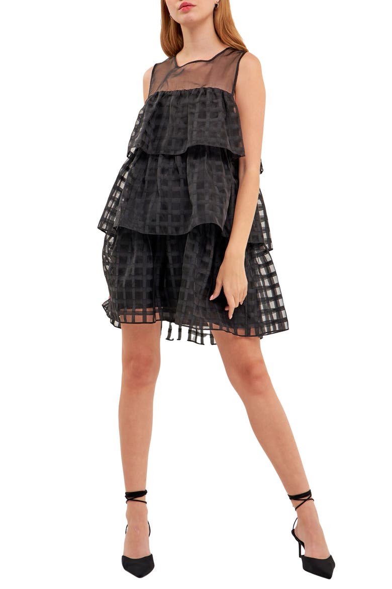 english factory gridded organza dress English Factory