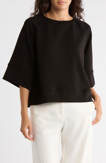T Tahari Scuba Knit Sweatshirt In Black