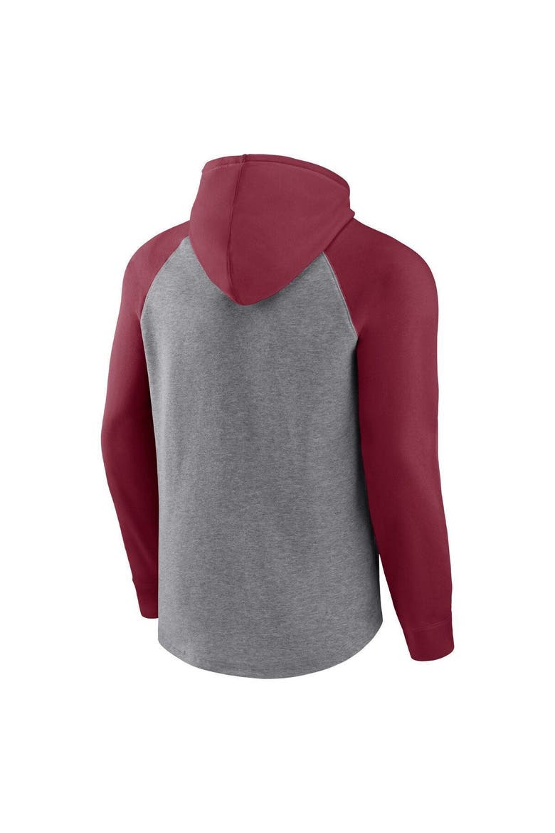 Men's Fanatics Branded Heathered Gray/Cardinal Arizona Cardinals By Design Raglan Pullover Hoodie, Alternate, color, Heather Gray