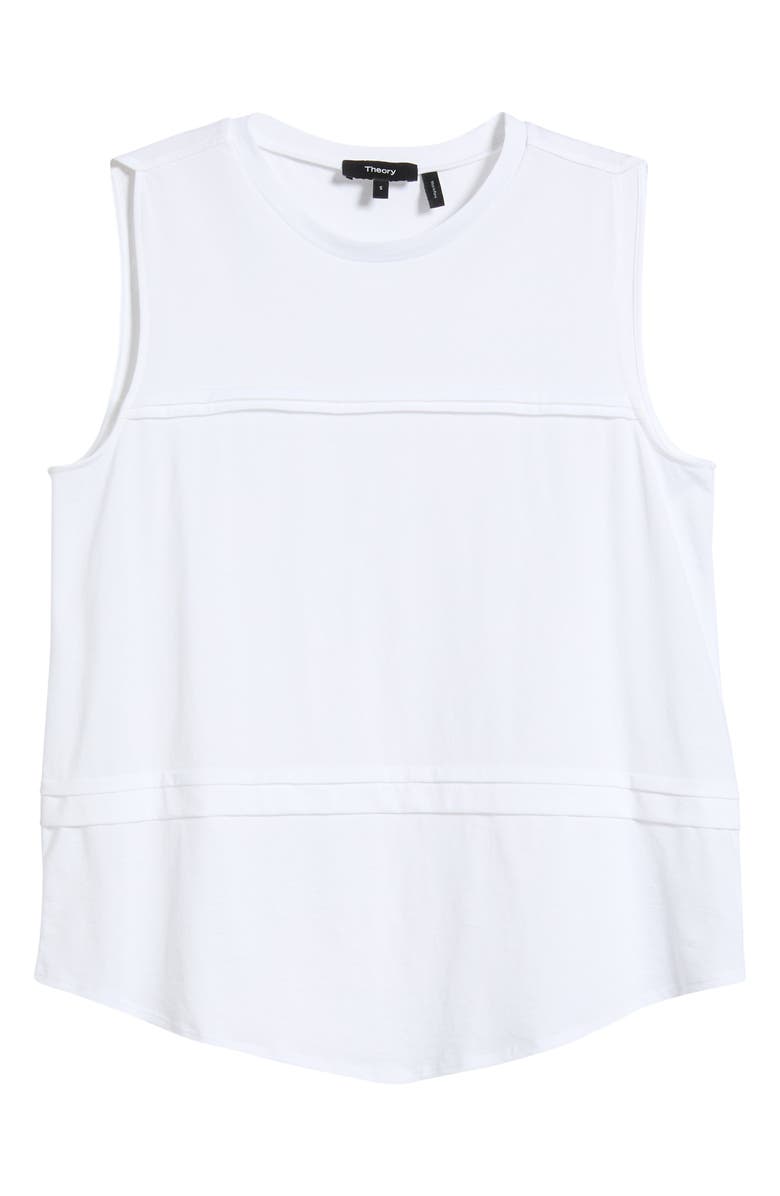 Theory Step Pleat Organic Pima Cotton Tank, Main, color, White