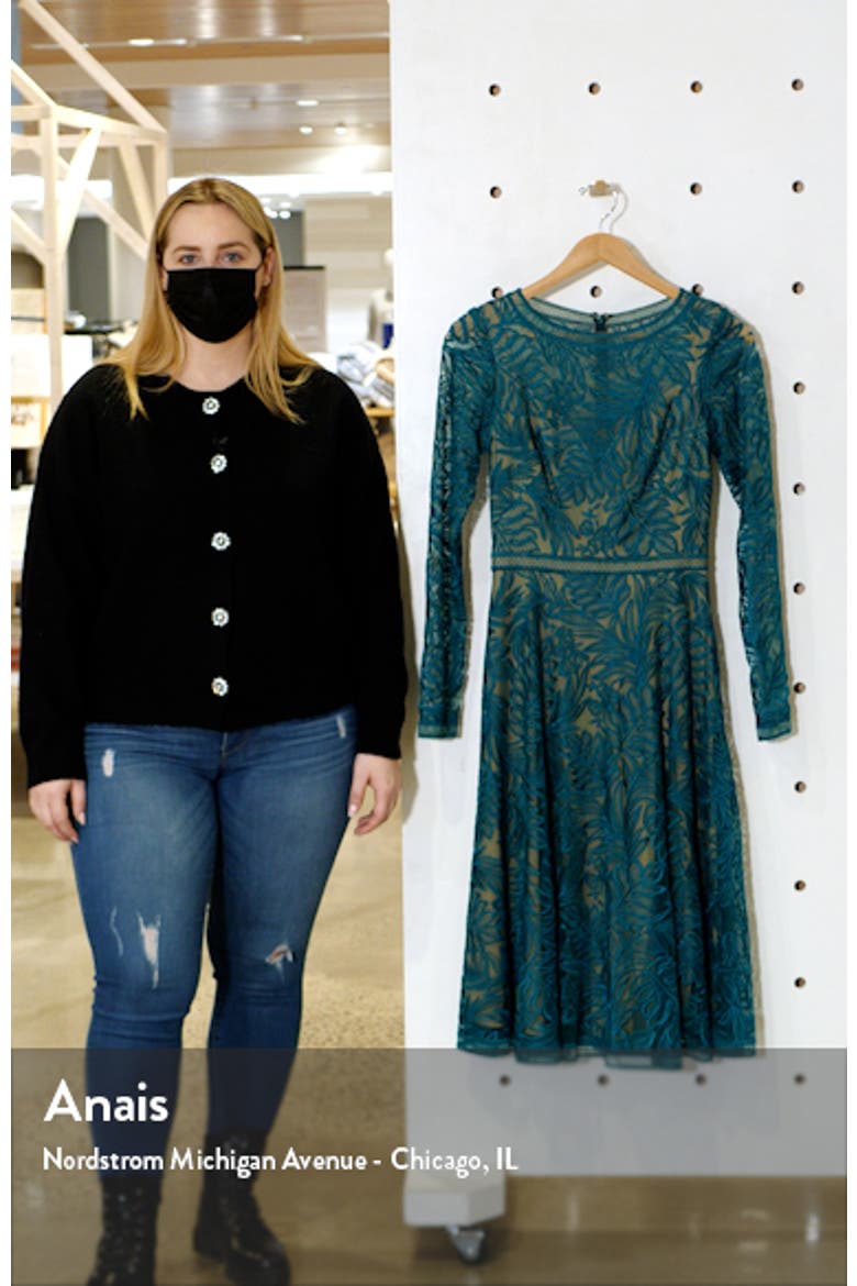 Long Sleeve Lace Cocktail Midi Dress video