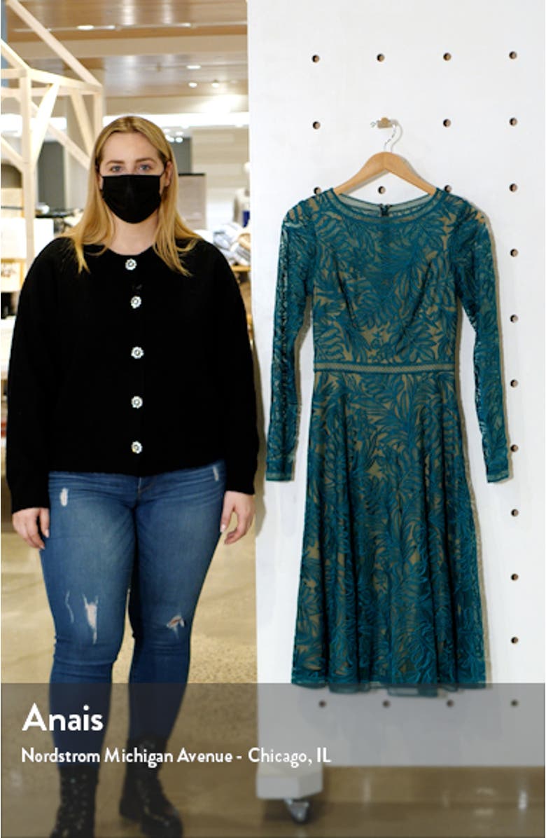 Long Sleeve Lace Cocktail Midi Dress, sales video thumbnail