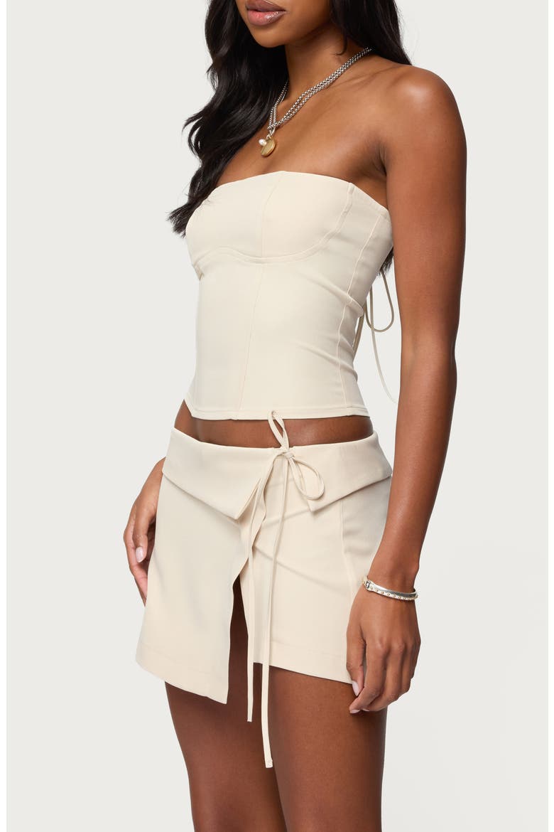 Selena Lace-Up Strapless Corset Top, Alternate, color, BEIGE