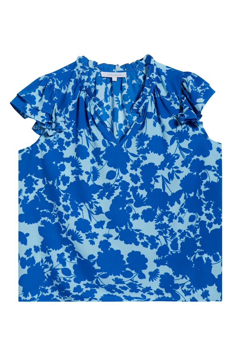 SUGARLIPS Marinelle Belliss Floral Flutter Sleeve Top, Alternate, color, Royal Blue