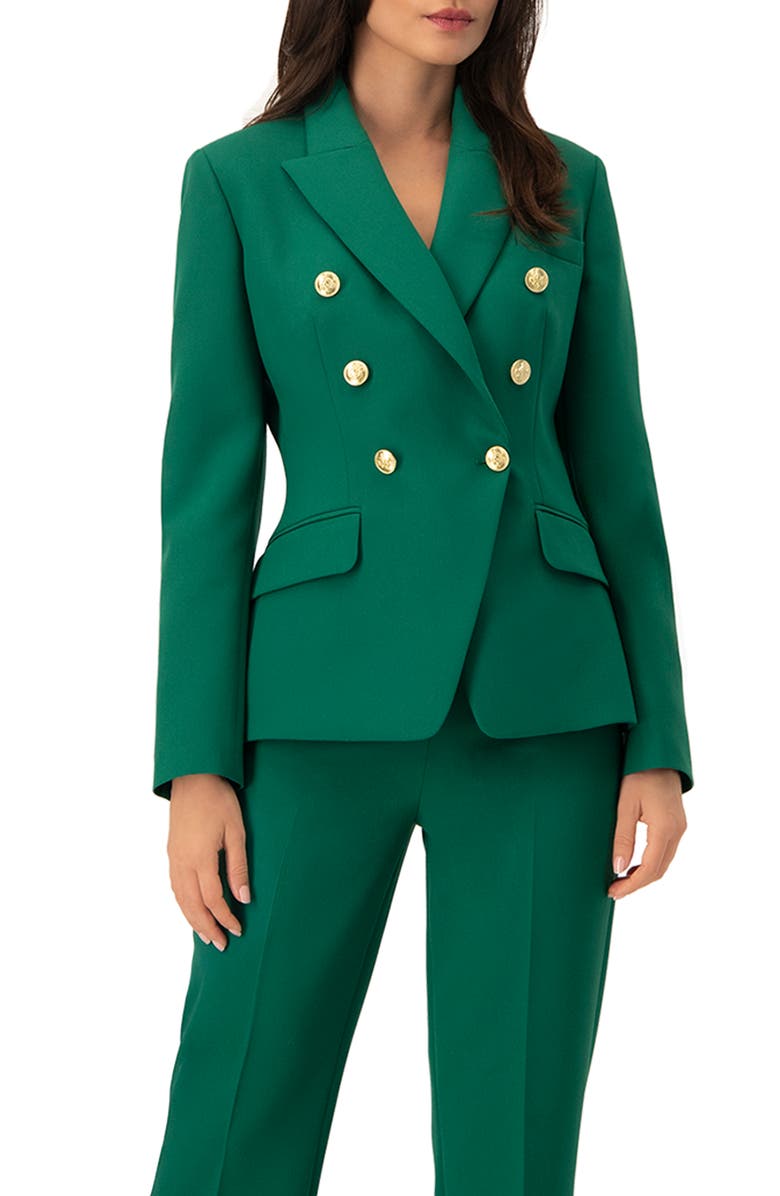IVONNE Double-Breasted Blazer with Buttons, Main, color, Green