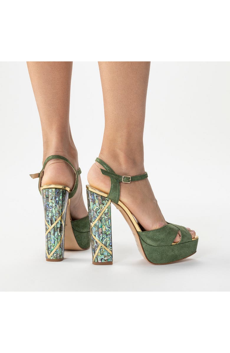 Freya Rose Cher Verde Ankle Strap Pearl Heel Sandal, Alternate, color,