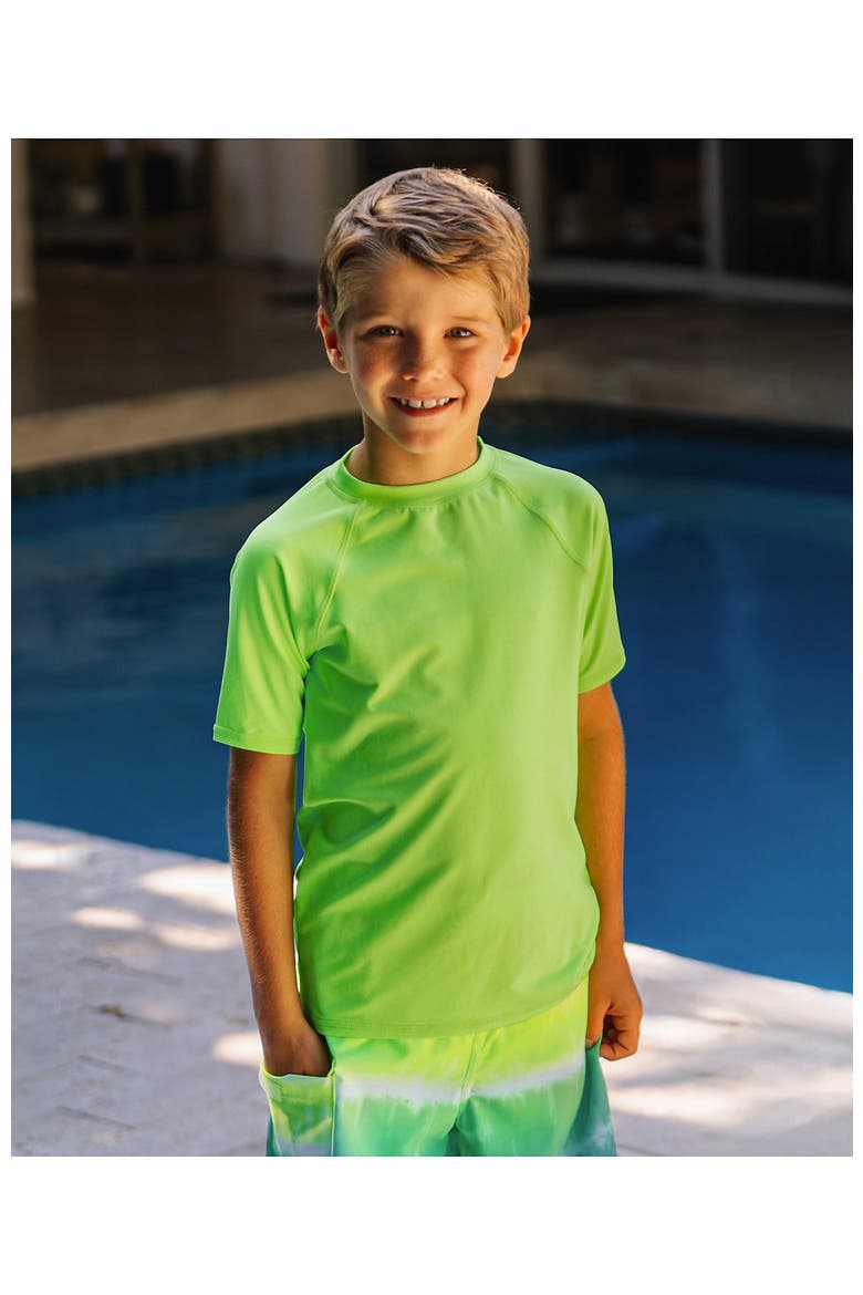 Boys Short Sleeve UPF 50 Sun Protection Rash Guard, Main, color, Bright Green Gecko