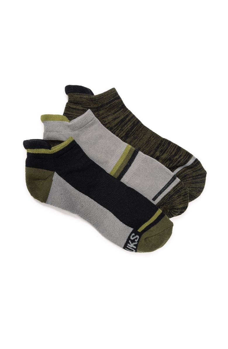MUK LUKS Cotton Ankle Compression Socks, 3 Pair Pack, Main, color, Green