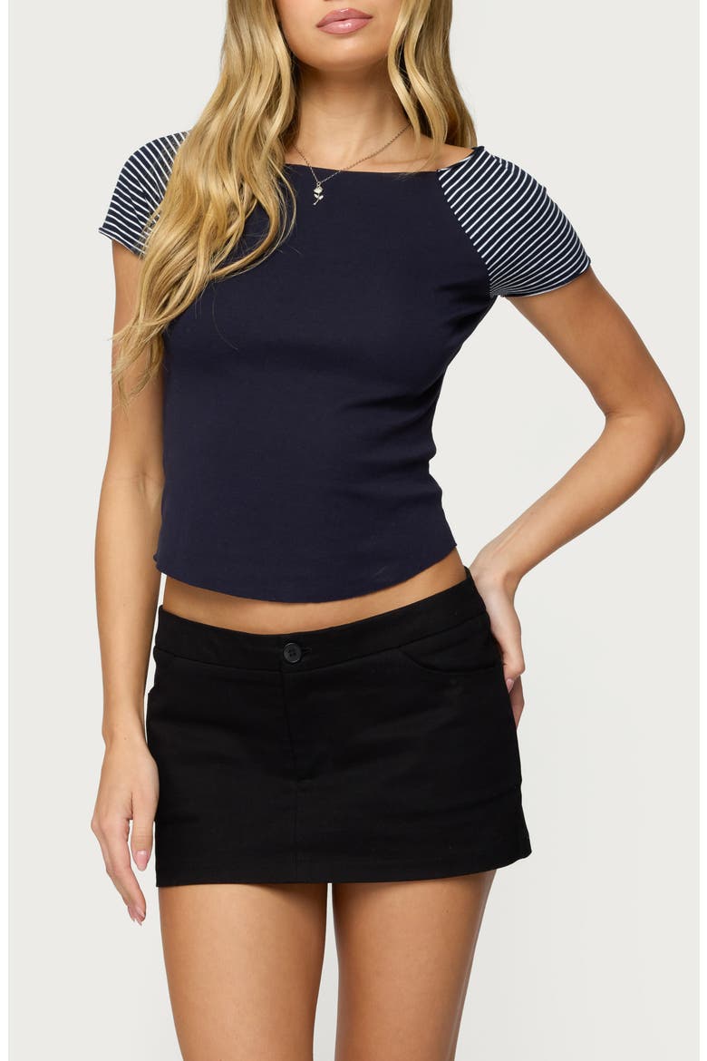 Marina Stripe Raglan Sleeve T-Shirt, Main, color, NAVY-AND-WHITE