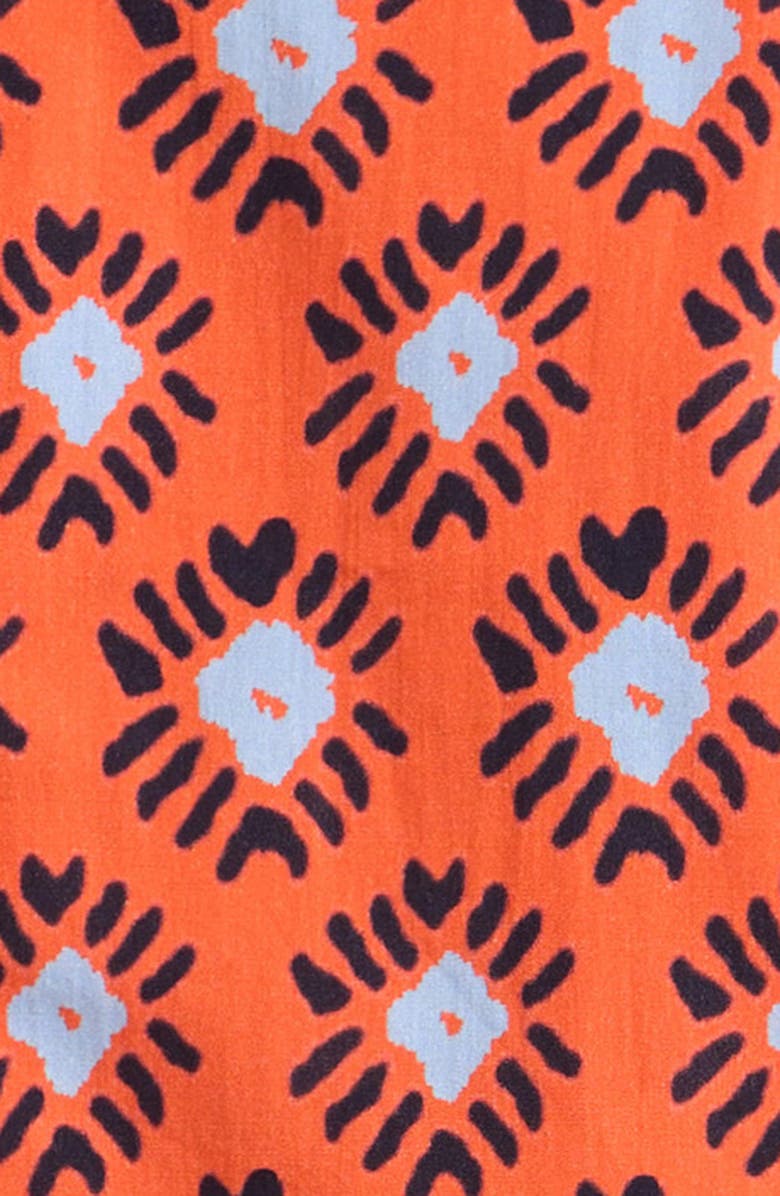 MUMZERS Kids' Geo Print Cotton Poplin Camp Shirt & Drawstring Shorts Set, Alternate, color, Orange