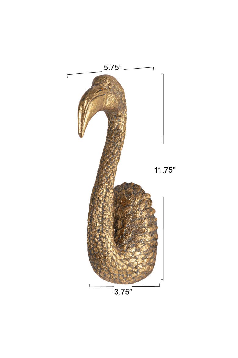 Decorative Resin Bird Bust Wall Decor, Gold, Alternate, color, Gold