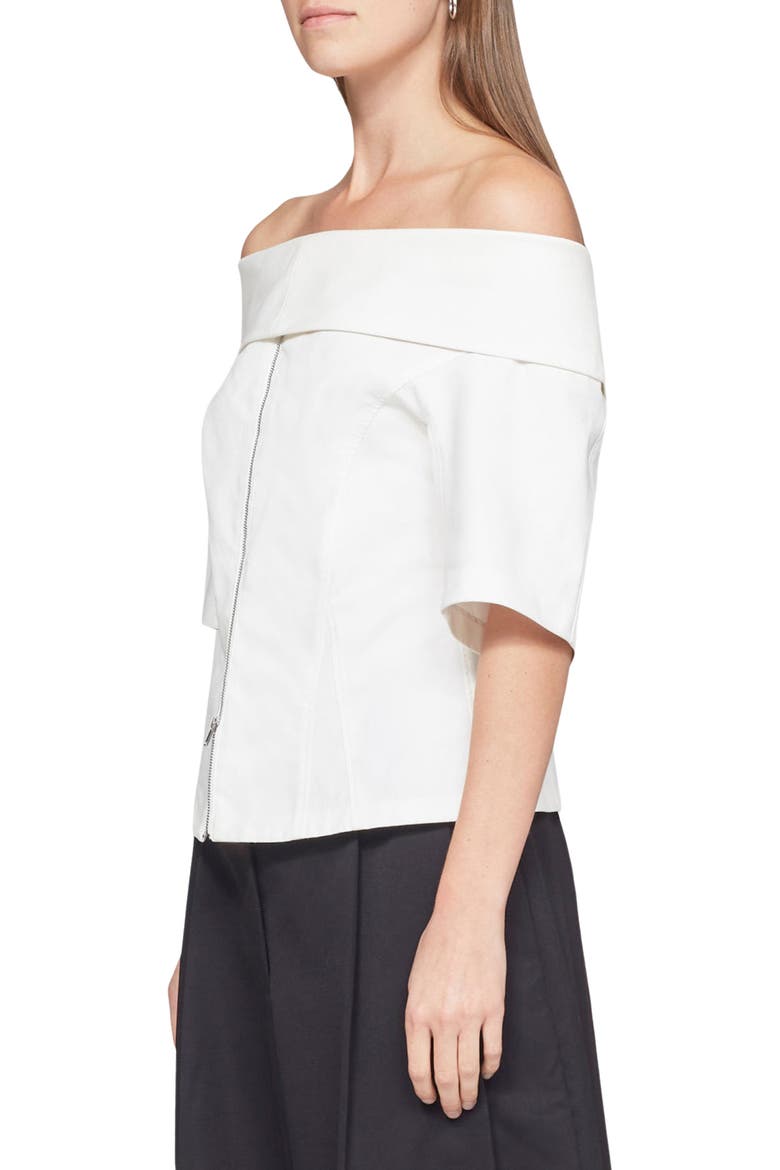 Structured Cotton Off the Shoulder Top, Alternate, color, WHITE