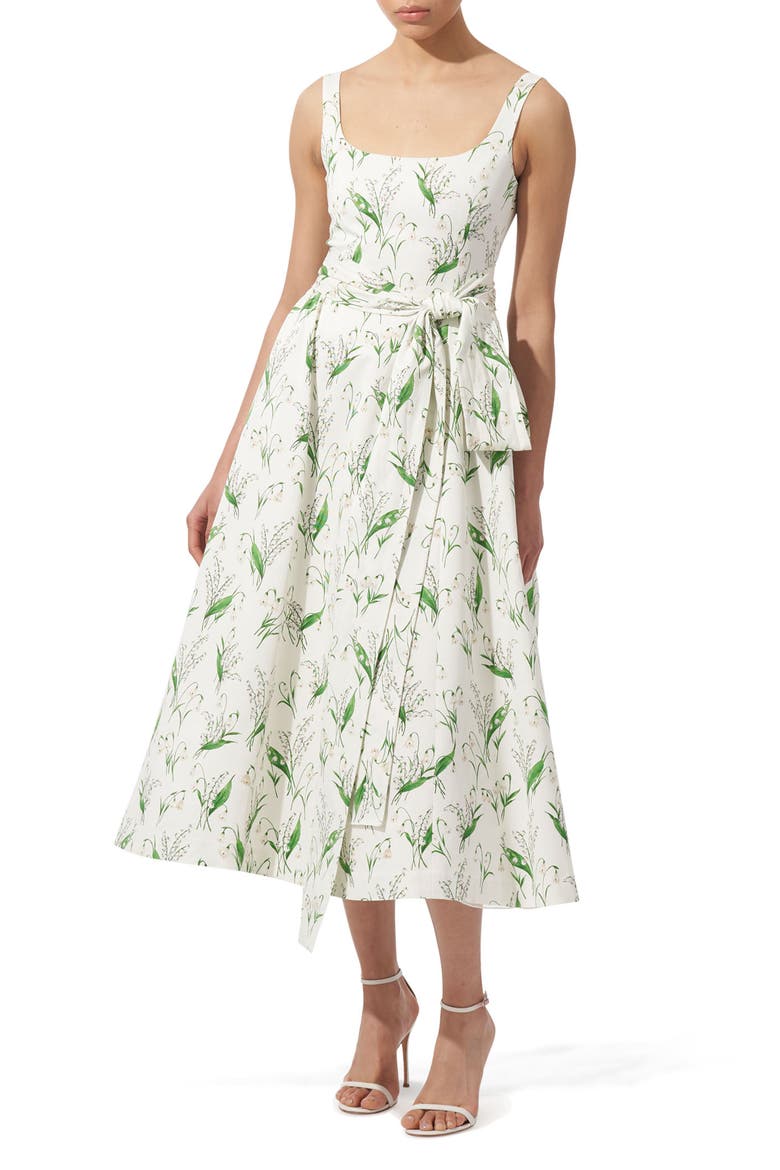 Lily of the Valley Print Sundress, Main, color, WHITE MULTI