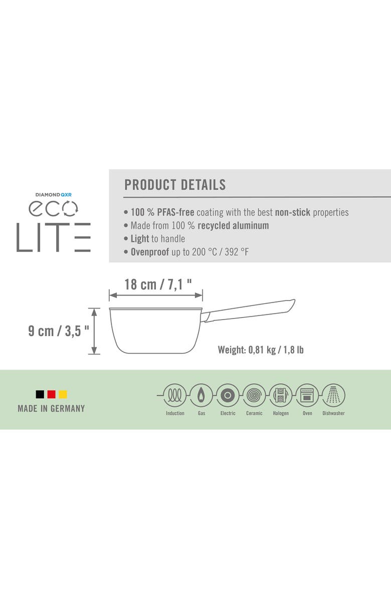 WOLL Ecolite Nonstick 1.7 Quart Sauce Pan, 7-Inch, Alternate, color, Black