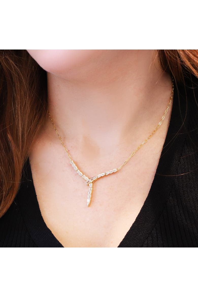 CZ Snake Lariat Necklace, Alternate, color, Gold-Plated Sterling Silver
