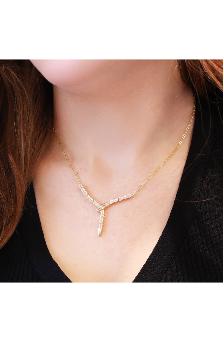 The Lovery Fine Jewelry CZ Snake Lariat Necklace, Alternate, color, Gold-Plated Sterling Silver