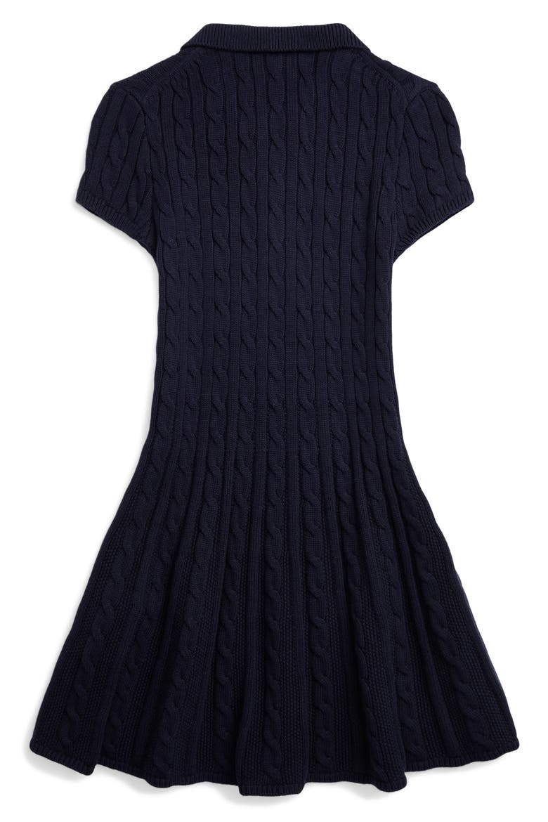 Cotton Cable Knit Sweater Dress, Alternate, color, NAVY
