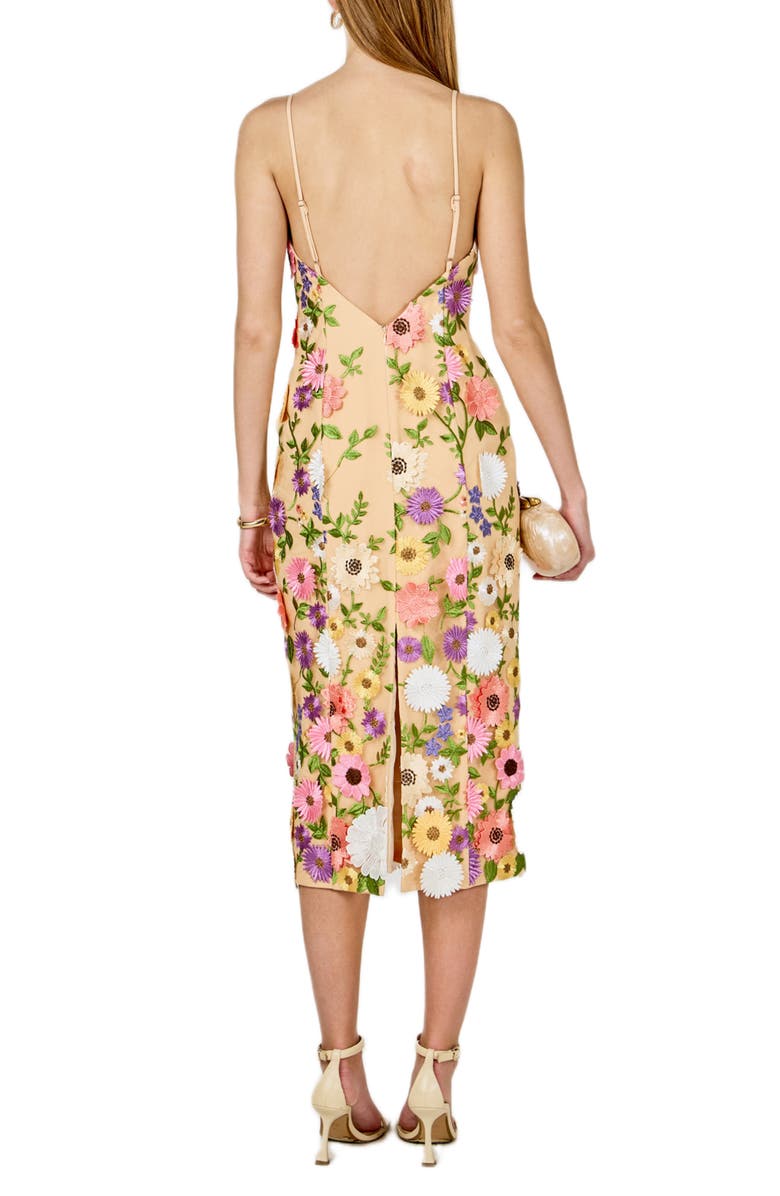Endless Rose Floral Embroidery Midi Dress, Alternate, color, Beige Multi Floral