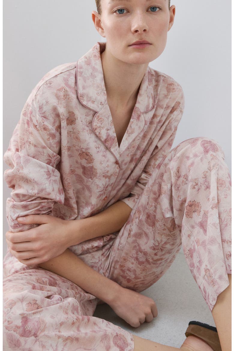 Relaxed Fit Cotton Pajama Top, Alternate, color, PINK