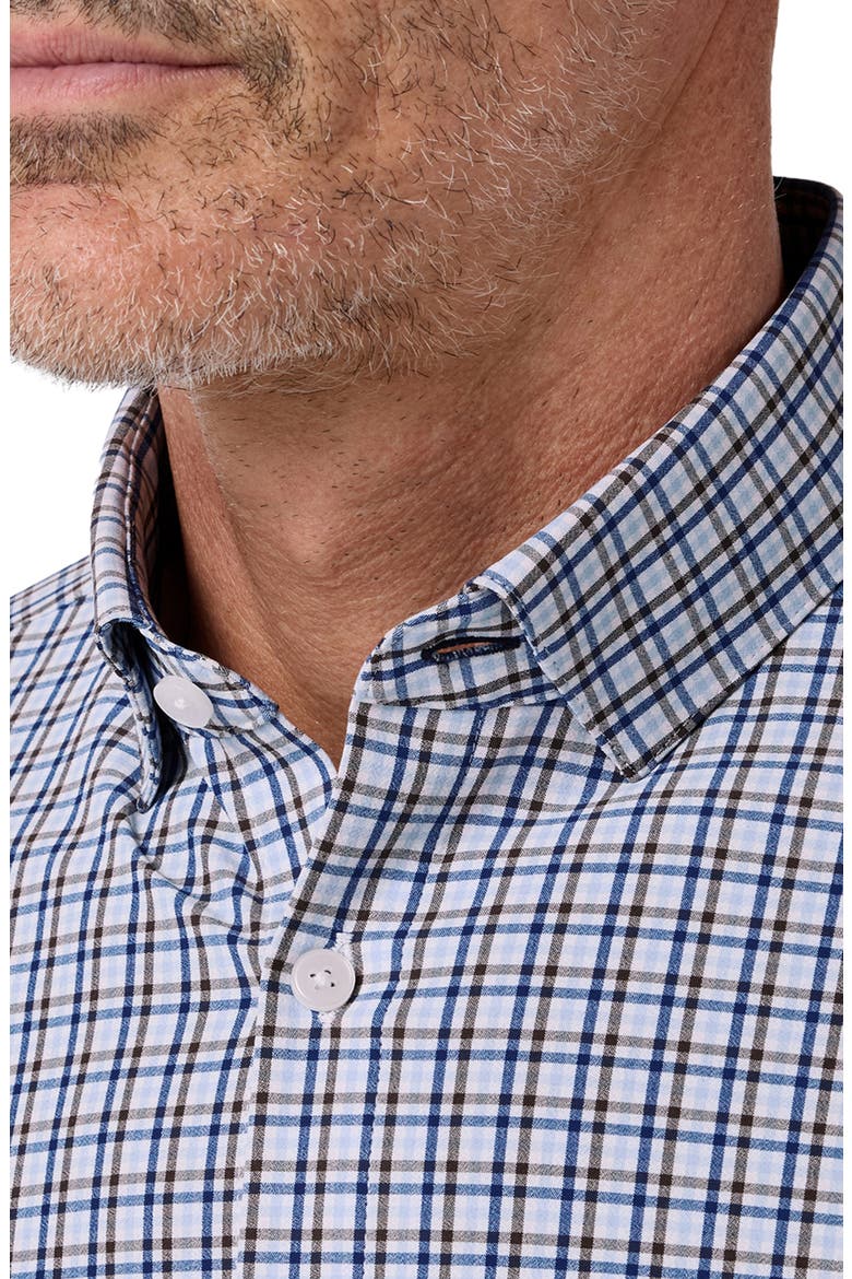 Leeward Trim Fit Plaid Performance Button-Up Shirt, Alternate, color, ESPRESSO DOUG PLAID