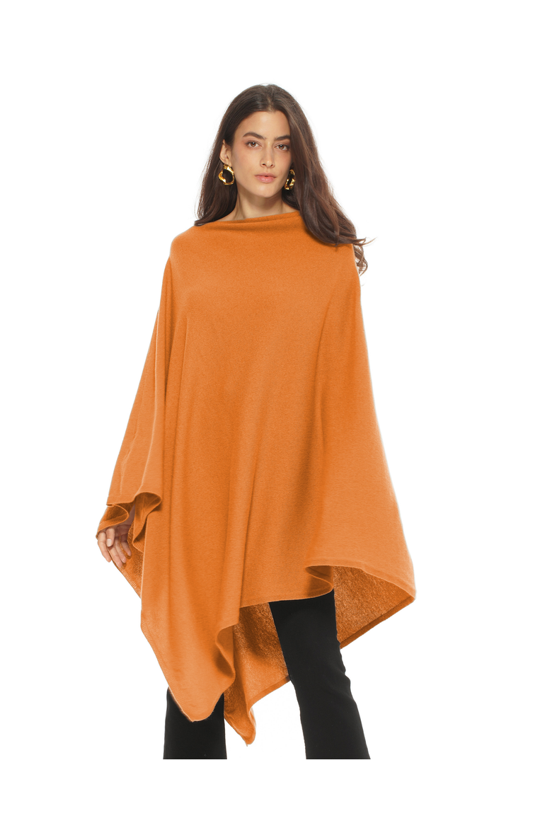 Pure Cashmere Long Poncho, Main, color, Saffron