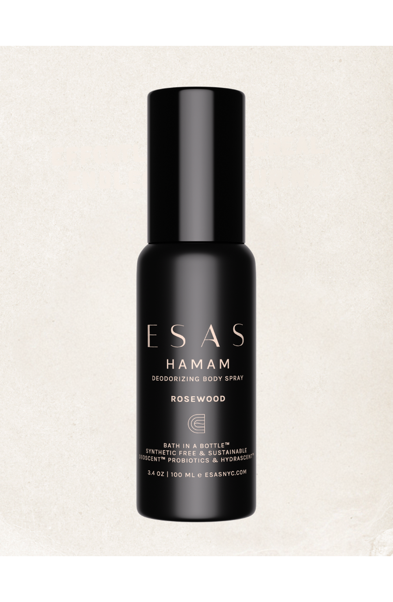 Esas NYC Rosewood Hamam Organic Deo Body Spray - Cedarwood & Crimson Rose, Main, color, Black
