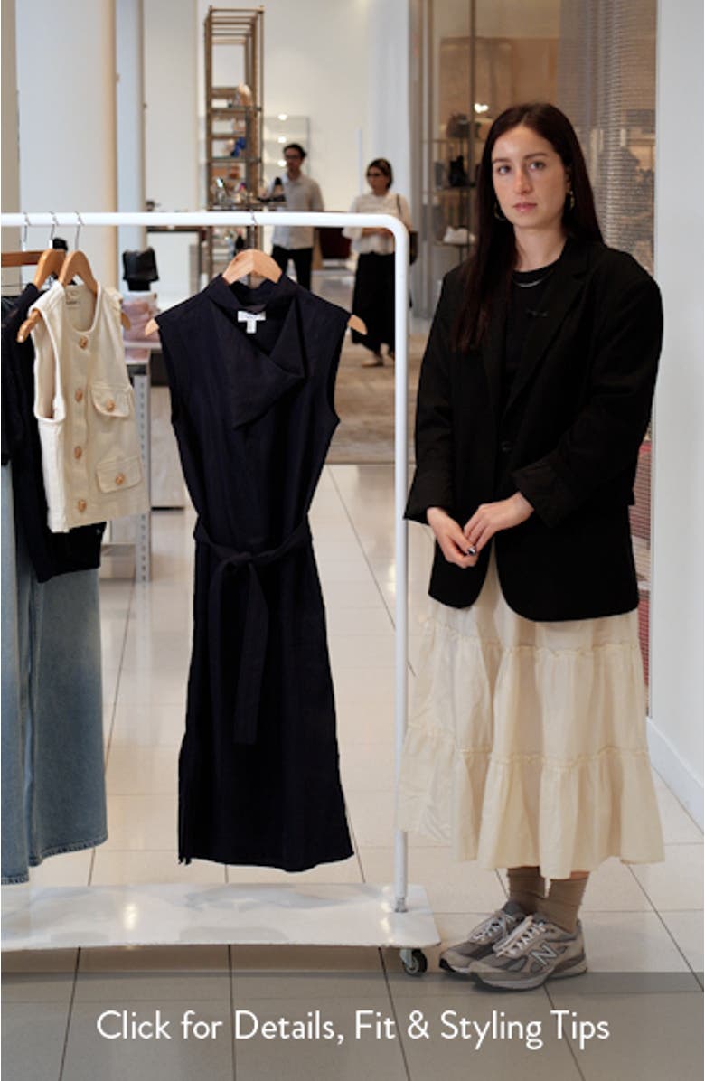 Cutout Mock Neck Tie Waist Midi Dress, sales video thumbnail