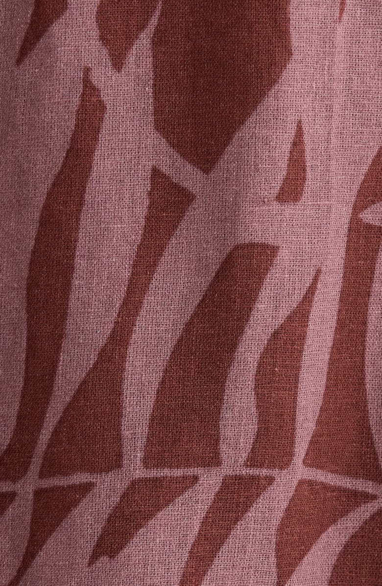 Nordstrom Vacation Linen Blend Short Pajamas, Alternate, color, Brown Tropical Vine