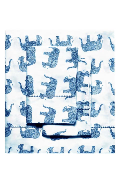 Elephant Print 400 Thread Count Cotton Sheet Set