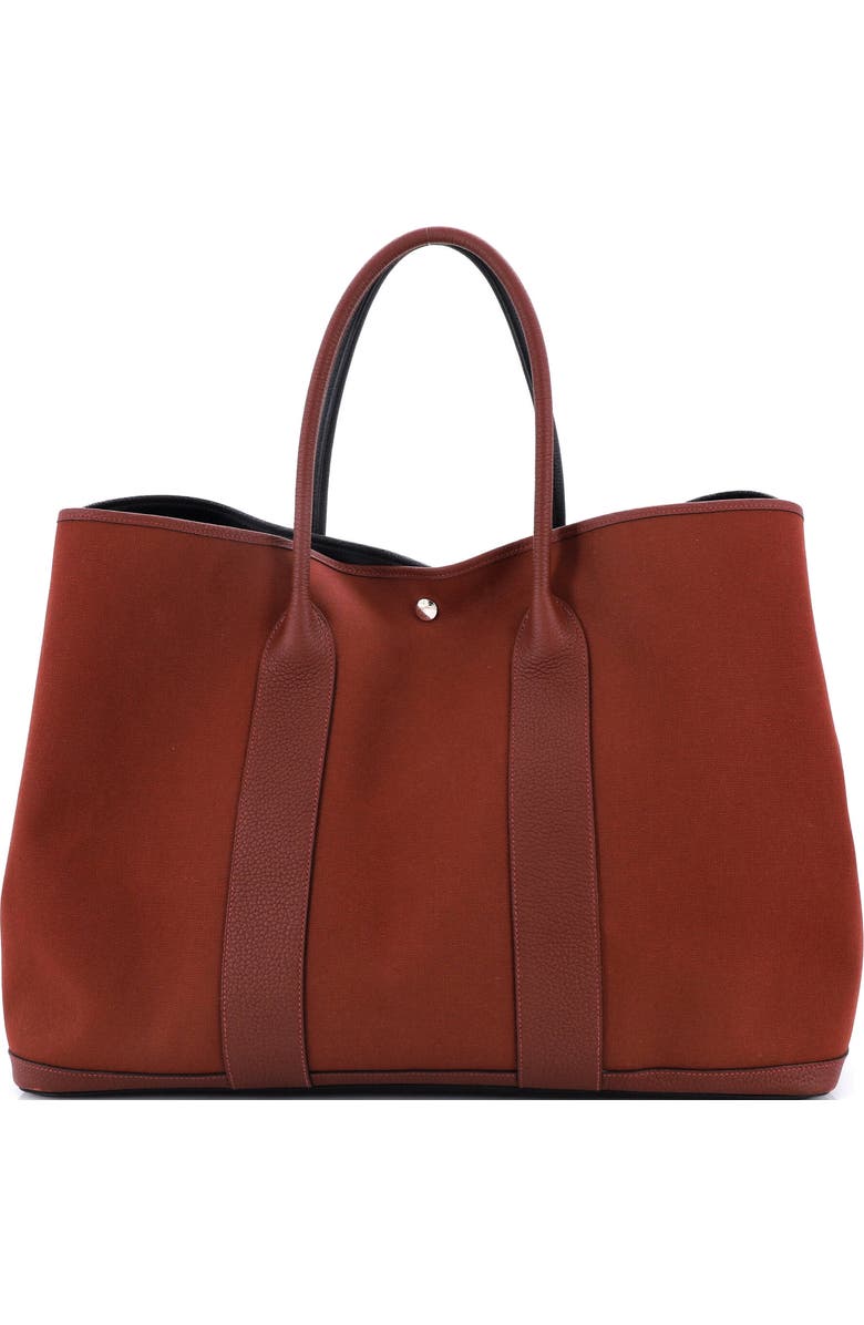 Pre-Owned Hermes Garden Party Voyage Tote Toile and Leather 49, Main, color, Rouge H/Noir