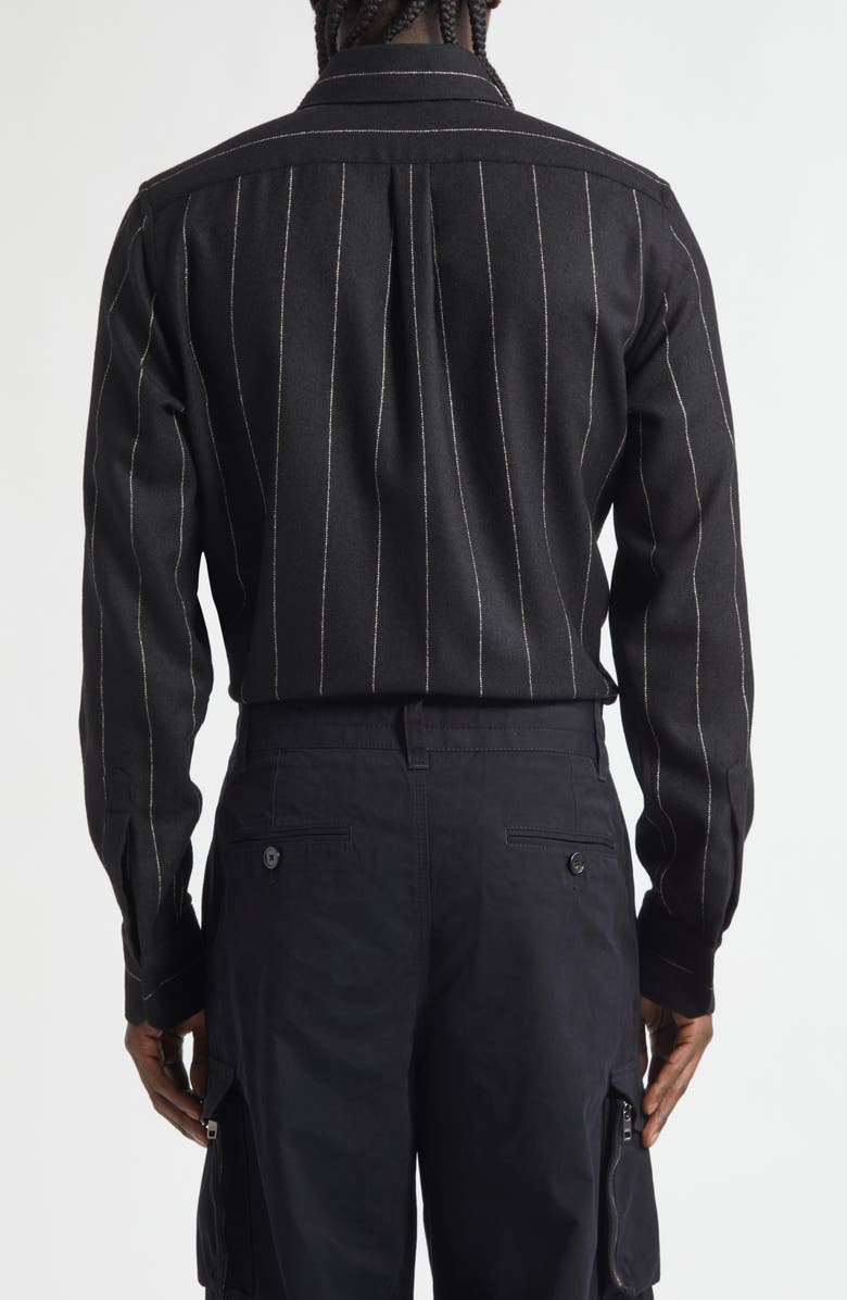 Dolce&Gabbana Gold Fit Pinstripe Flannel Shirt, Alternate, color, Rigato