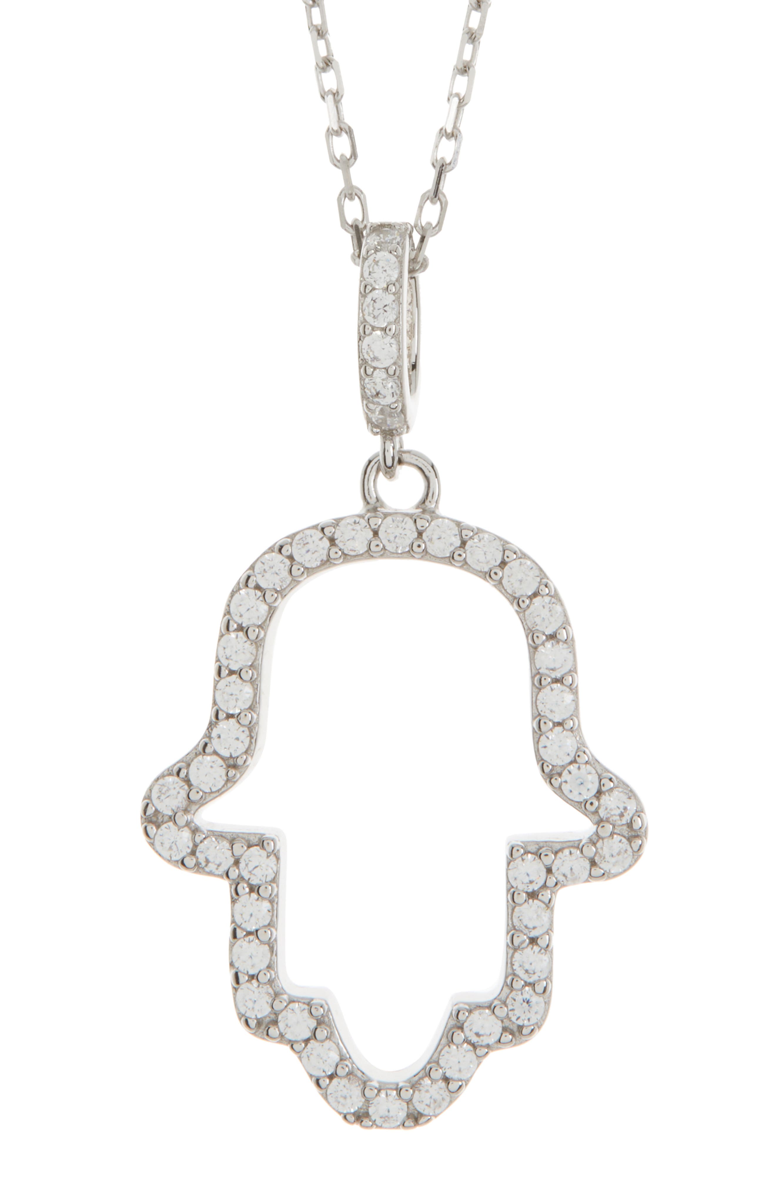 SUZY LEVIAN Sterling Silver Cubic Zirconia Hamsa Pendant Necklace