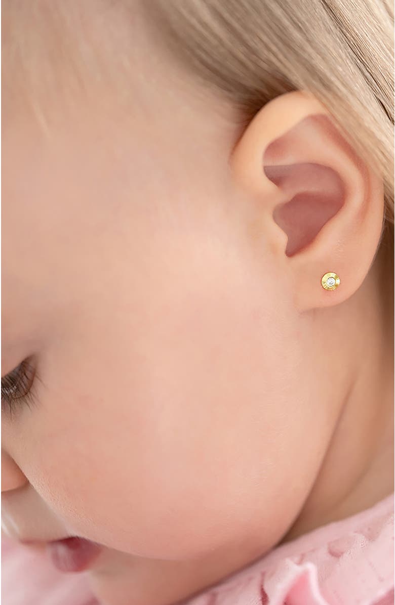 In Season Jewelry 14k Radiant Setting Cubic Zirconia Earrings, Alternate, color, Gold
