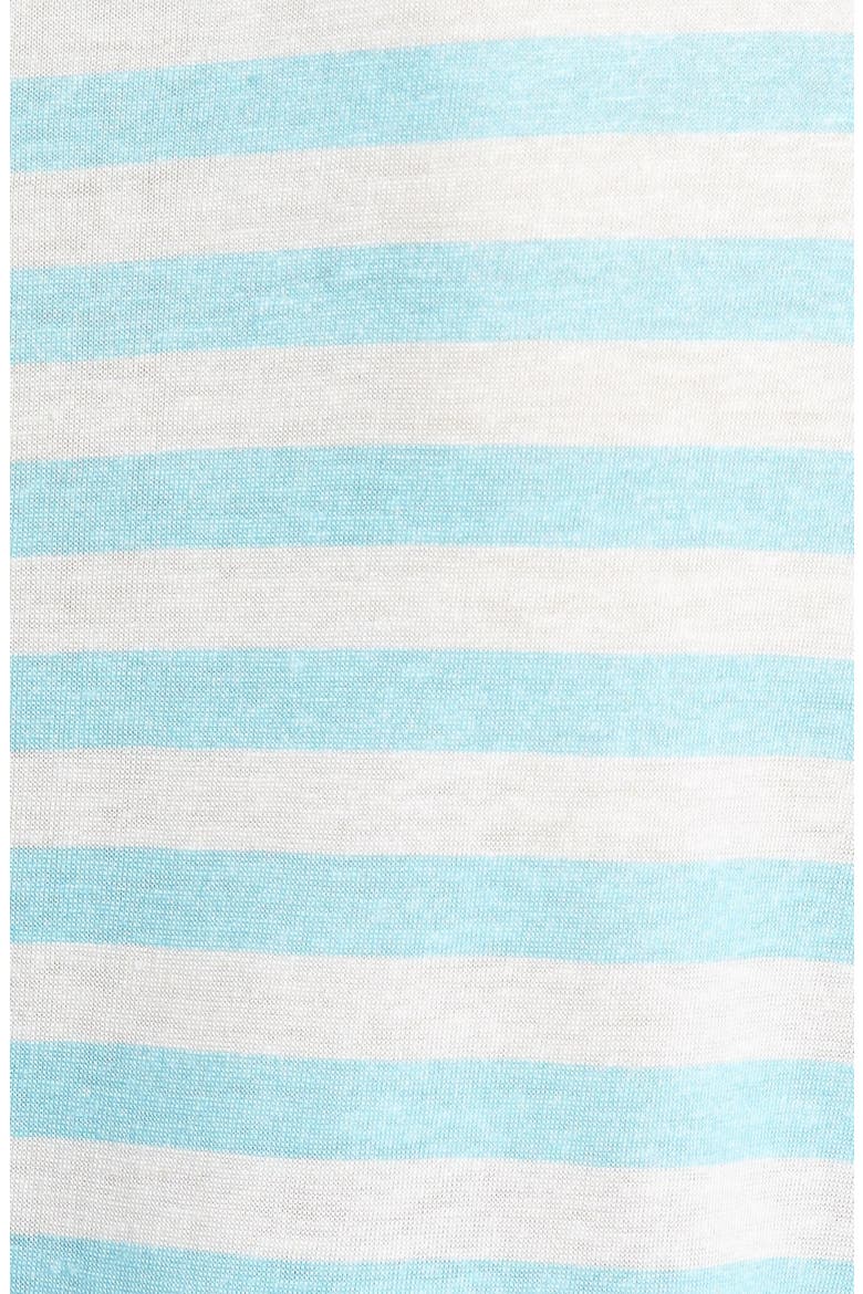 Short Sleeve Modal & Linen Tee, Alternate, color, AQUA- IVORY STRIPE