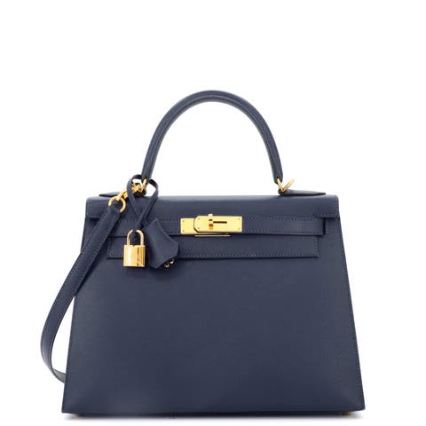 Kelly Handbag Blue Epsom with Gold Hardware 28
