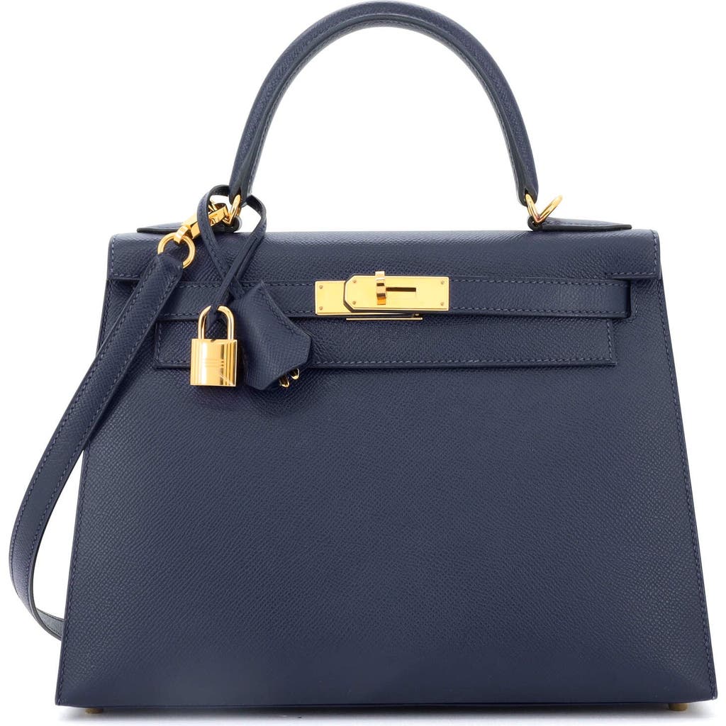 Pre-owned Hermes Hermes Kelly Handbag Blue Epsom With Gold Hardware 28 In Blue