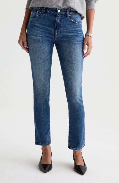 Mari Mid Rise Slim Straight Leg Jeans