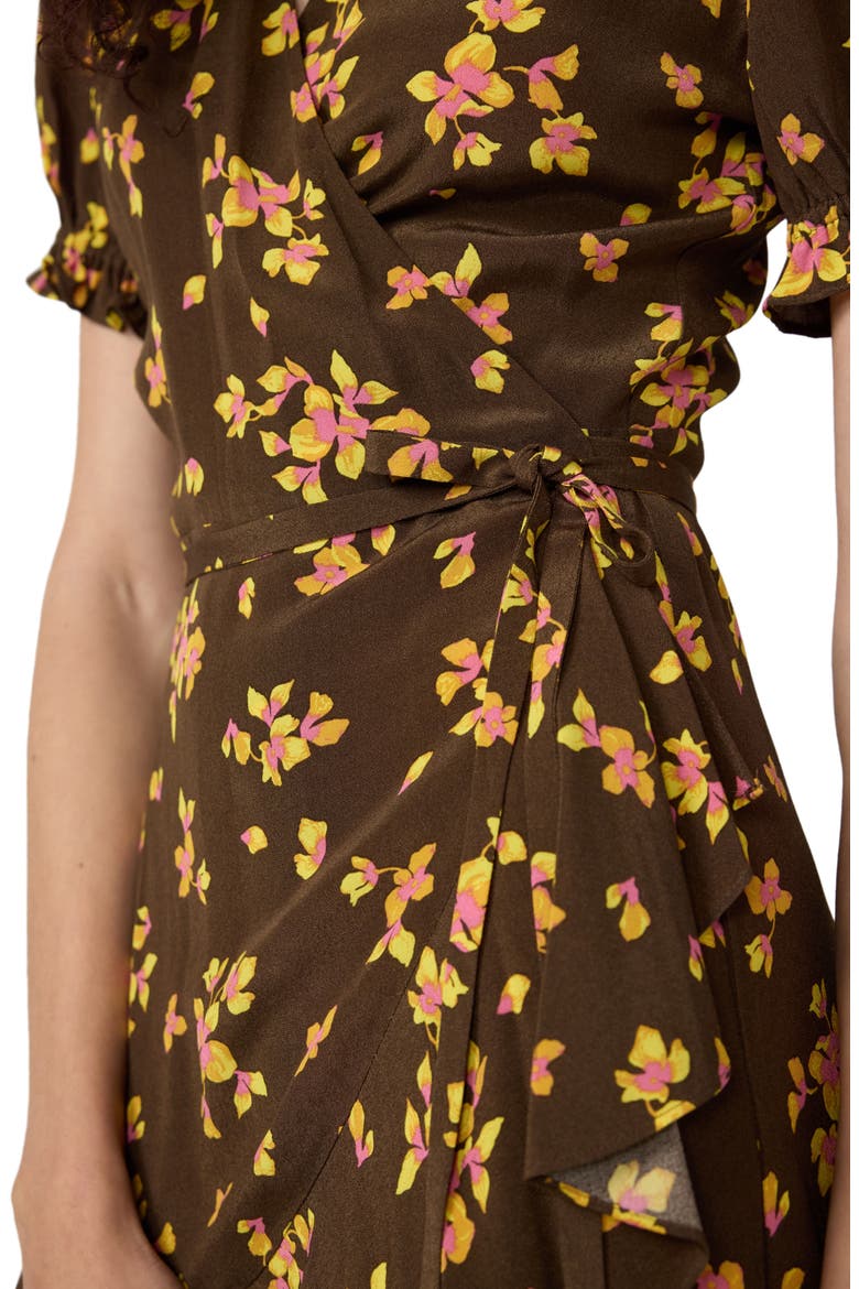 Emilia Floral Wrap Minidress, Alternate, color, ISLAND ORCHID