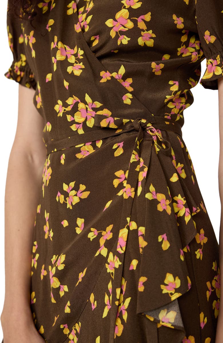 Diane von Furstenberg Emilia Floral Wrap Minidress, Alternate, color, Island Orchid