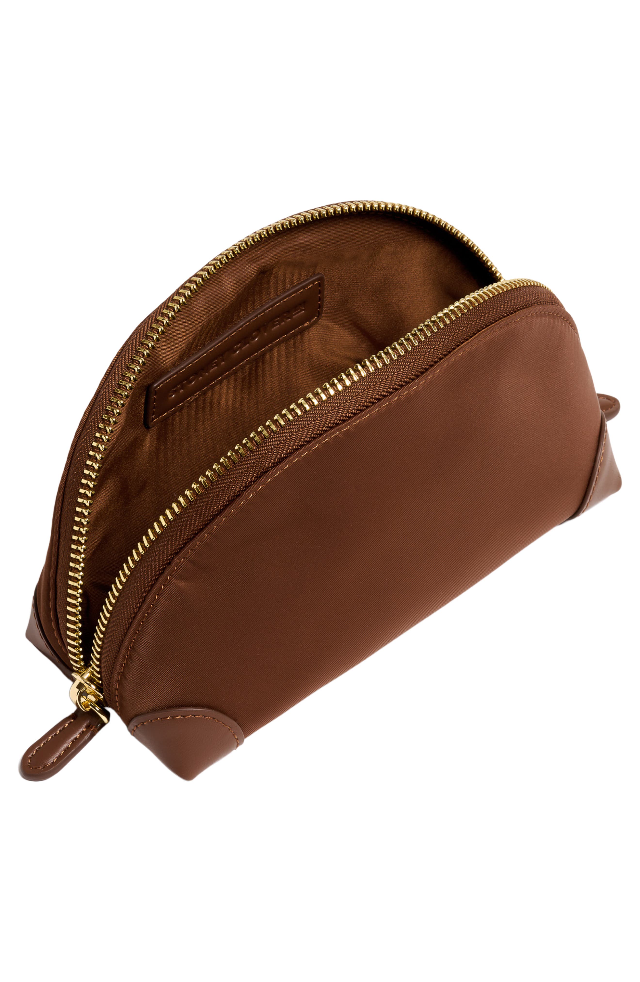 Mini Curved Nylon Pouch, Alternate, color, ESPRESSO