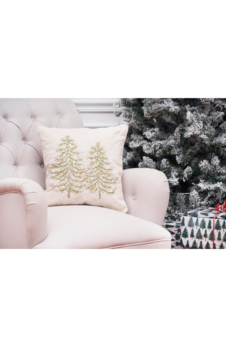 C&F Home Winter Garden Ribbon Art Tree Throw Pillow, 16" x 16", Alternate, color, Green