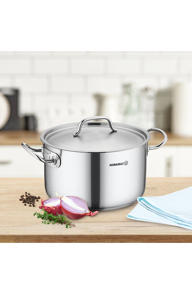 Korkmaz Gastro Proline 3.6 Liter Stainless Steel Casserole with Lid, Alternate, color, Silver