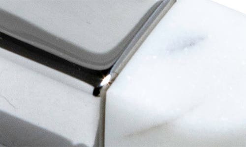 Anna New York Coluna Small Marble & Stainless Steel Mezuzah In White And Silver