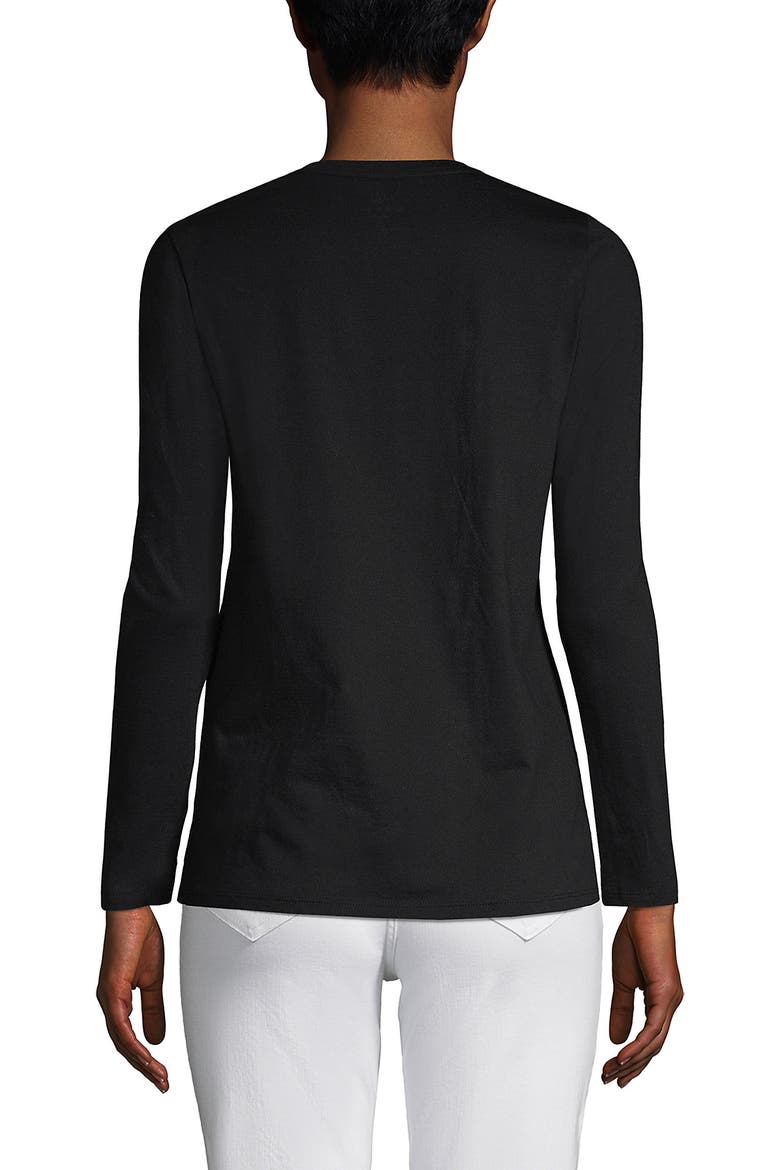 Supima Cotton Long Sleeve V-Neck T-Shirt, Alternate, color, Black