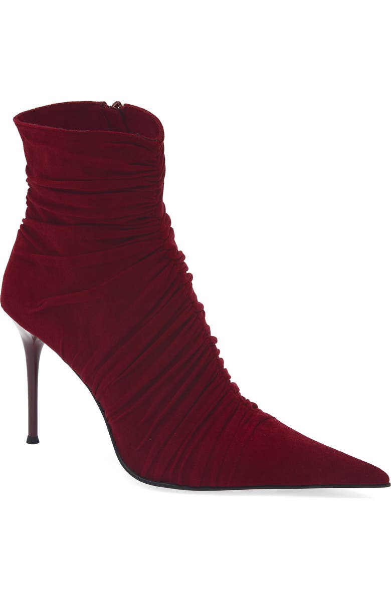Jeffrey Campbell Let's Go Pointed Toe Bootie, Main, color, Wine Suede