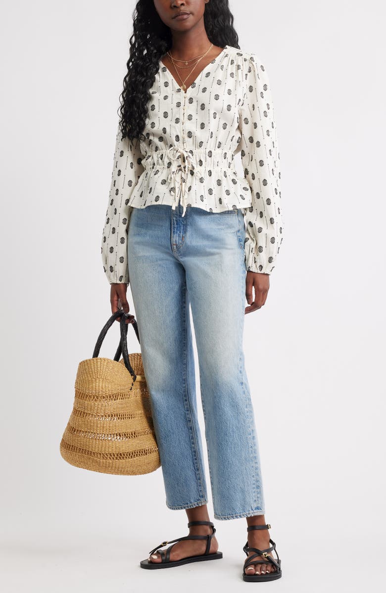 Treasure & Bond Tied Peplum Top, Alternate, color, Ivory Dove