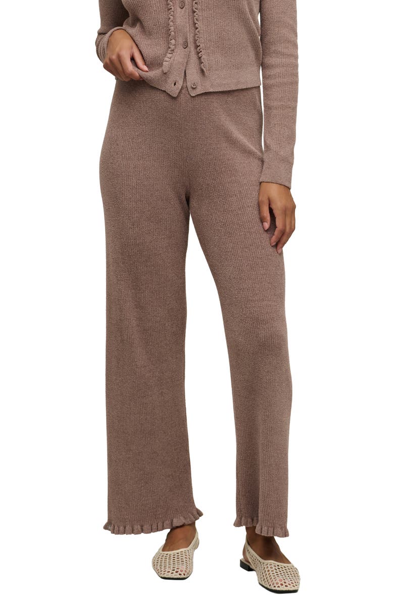 Barefoot Dreams<sup>®</sup> CozyChic<sup>®</sup> Ultra Lite<sup>®</sup> Ruffle Rib Ankle Pajama Pants, Main, color, Sable