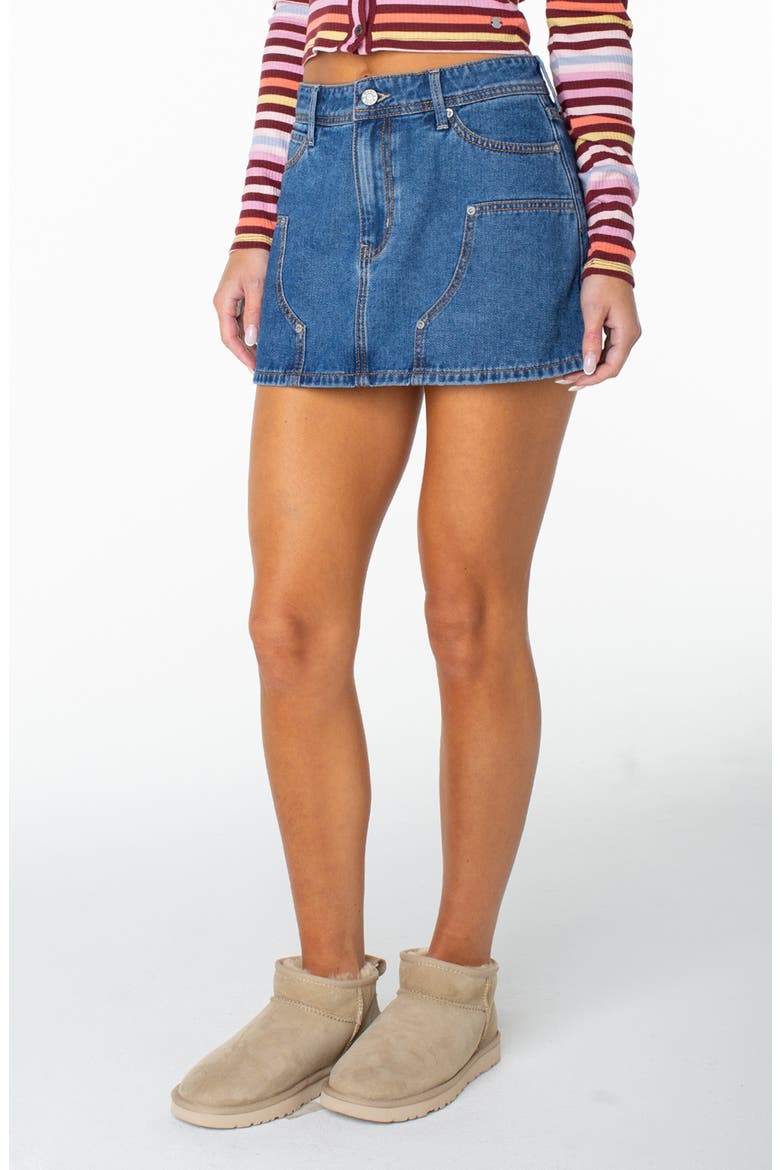 Reel Life Denim MIniskirt, Main, color, HIGH SURF