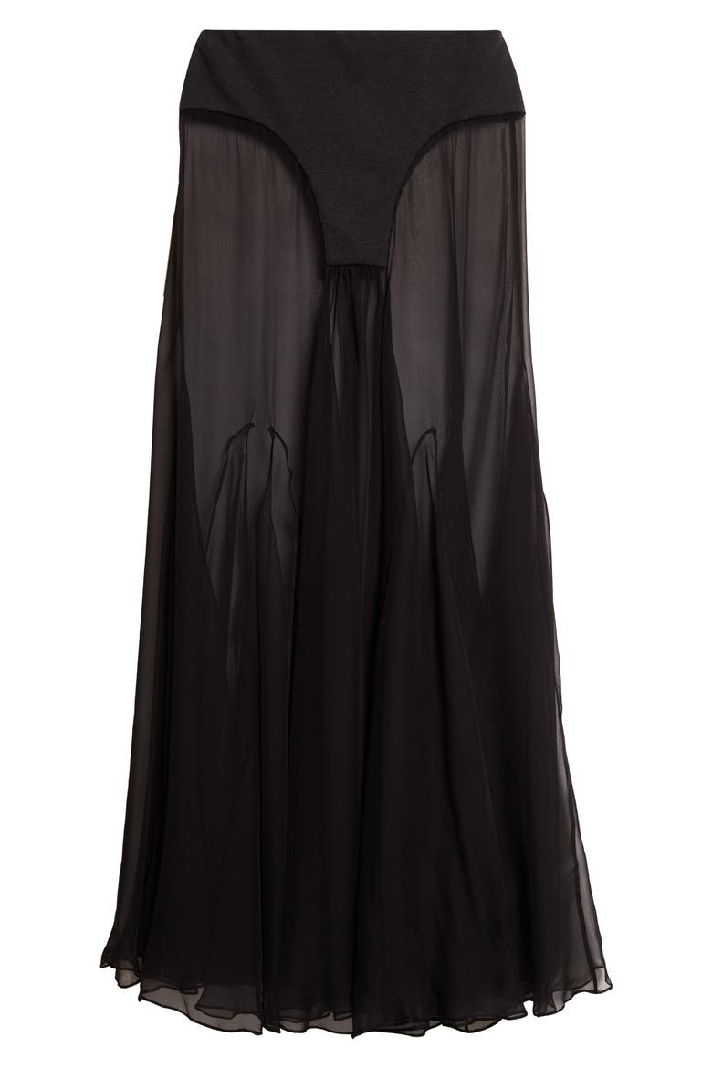 Mixed Media Maxi Skirt, Alternate, color, BLACK