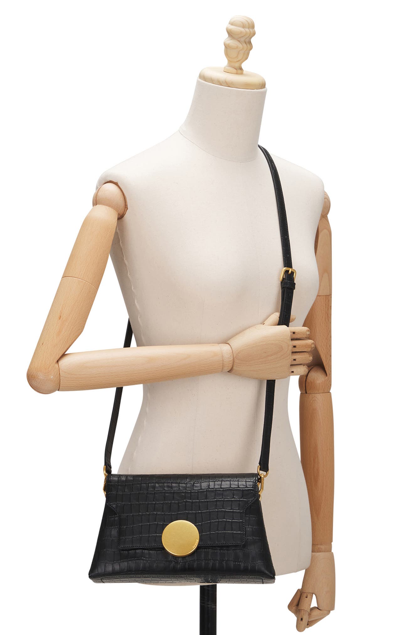 Oryany Lottie Croc Embossed Leather Crossbody Bag, Alternate, color, 